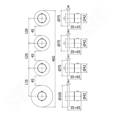 Paffoni Modular Box - Mitigeur thermostatique encastré, pour 3 appareils, blanc mat MDE019BO