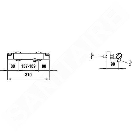 Laufen Citypro - Mitigeur thermostatique de douche, chrome HF500950100600