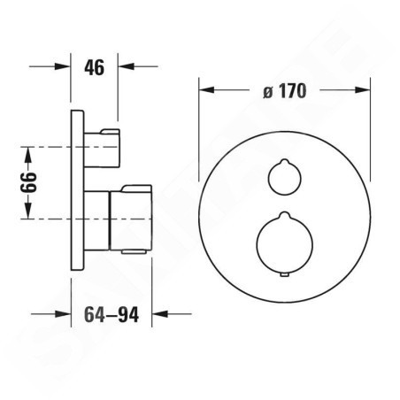 Duravit C.1 - Mitigeur thermostatique de douche encastré, chrome C14200016010