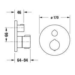 Duravit C.1 - Mitigeur thermostatique de baignoire encastré, pour 2 sorties, chrome C15200018010