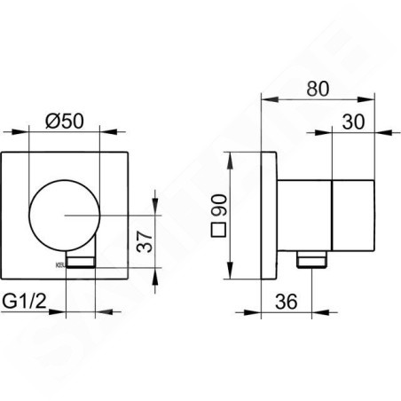 Keuco IXMO - Soupape encastré, avec raccordement de douche, noir mat 59541370102