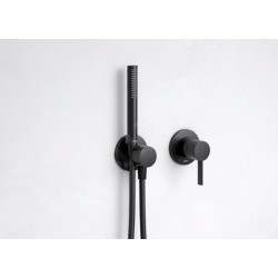 Keuco IXMO - Soupape encastrée, avec raccordement et support de douche, noir mat 59541370201