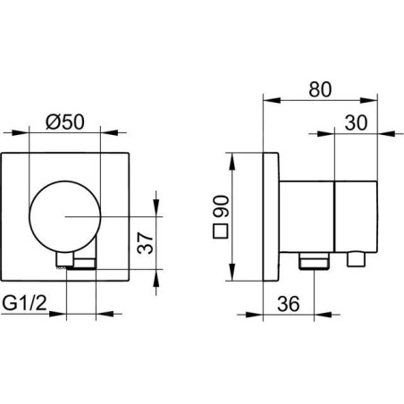 Keuco IXMO - Soupape encastré, avec raccordement de douche, noir mat 59541371102