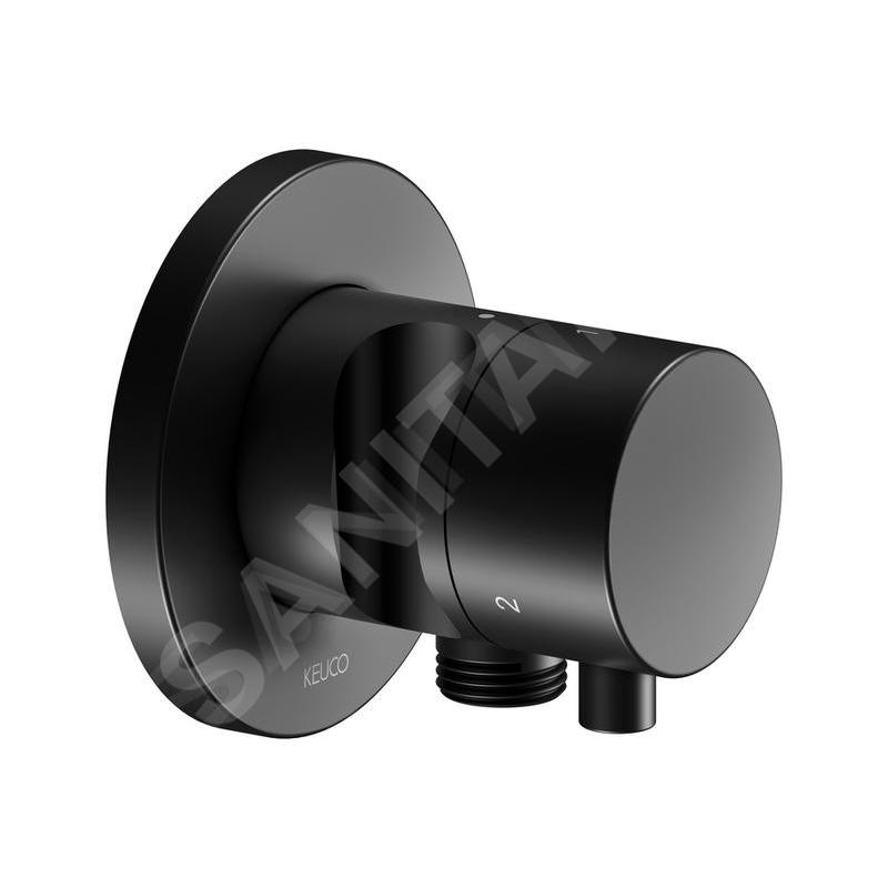 Keuco IXMO - Soupape encastrée pour 3 appareils, avec raccordement du flexible et support de douche, noir mat 59548371201