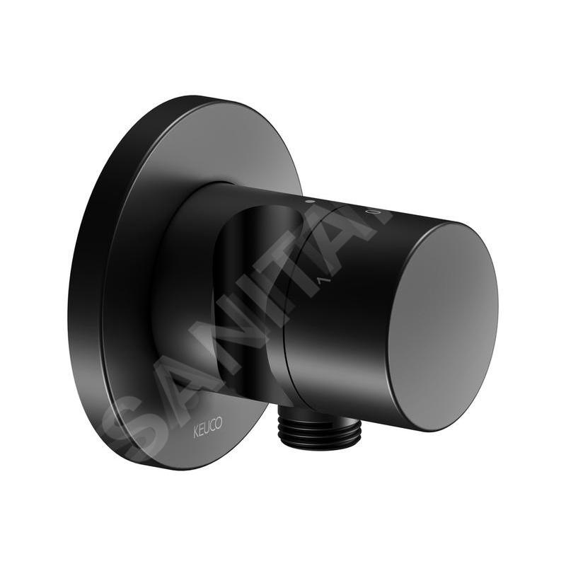 Keuco IXMO - Soupape encastrée pour 3 appareils, avec raccordement du flexible et support de douche, noir mat 59549370201
