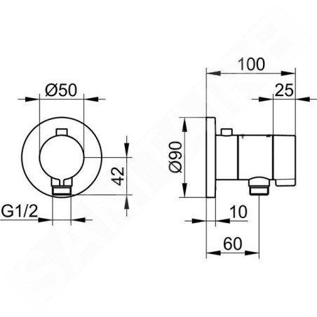Keuco IXMO - Mitigeur thermostatique encastré, avec raccordement de douche, noir mat 59554370001