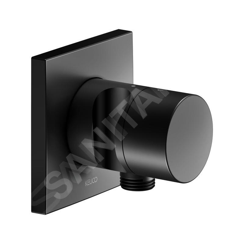 Keuco IXMO - Soupape encastrée pour 2 appareils, avec raccordement du flexible et support de douche, noir mat 59556370202