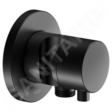 Keuco IXMO - Soupape encastrée pour 2 appareils, avec raccordement du flexible et support de douche, noir mat 59556371201