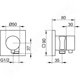 Keuco IXMO - Soupape encastrée pour 2 appareils, avec raccordement du flexible et support de douche, noir mat 59556371202
