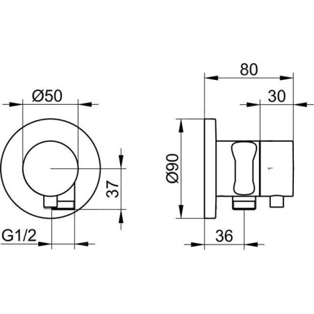 Keuco IXMO - Soupape encastrée pour 2 appareils, avec raccordement du flexible et support de douche, noir mat 59557371201