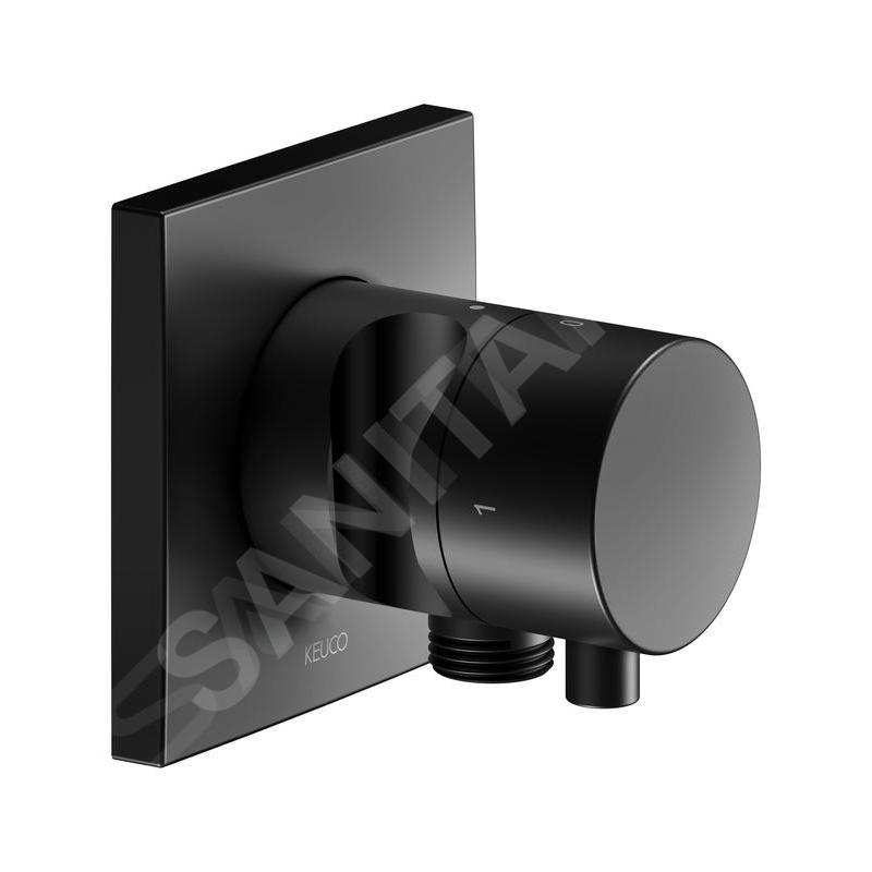 Keuco IXMO - Soupape encastrée pour 2 appareils, avec raccordement du flexible et support de douche, noir mat 59557371202
