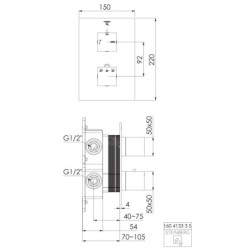 Steinberg 160 - Mitigeur thermostatique encastré pour 2 appareils, noir mat 160 4133 3 S