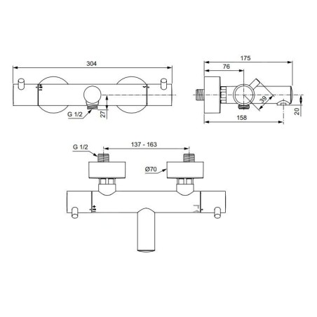 Ideal Standard CeraTherm - Mitigeur thermostatique de baignoire, chrome A7588AA