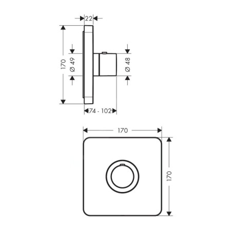 Axor ShowerSelect - Thermostat encastré haut débit, noir mat 36711670