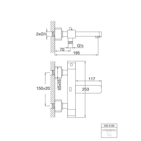 Steinberg 230 - Mitigeur thermostatique de baignoire, chrome 230 3100