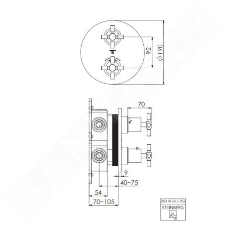 Steinberg 250 - Mitigeur thermostatique encastré 2 sorties, or rose 250 4133 3 RG