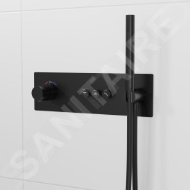 Steinberg 390 - Mitigeur thermostatique à encastrer, 3 sorties, avec corps d’encastrement, noir 390 4232 2 S