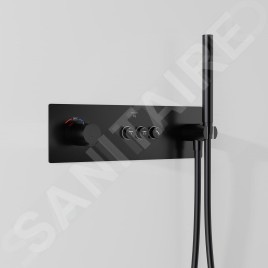 Steinberg 390 - Mitigeur thermostatique à encastrer, 3 sorties, avec corps d’encastrement, noir 390 4232 2 S