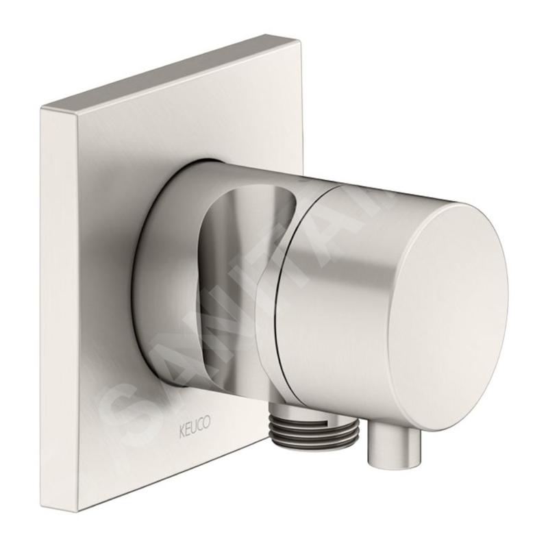 Keuco IXMO - Vanne d'arrêt et d'inversion encastrée, 2 sorties, avec raccord et support de douche, nickel brossé 59556051202