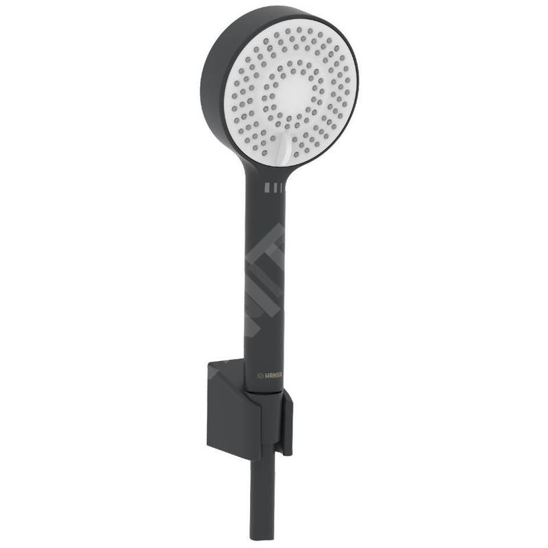 Hansa Basicjet - Set pommeau de douche, support et flexible, 3 jets, ECO, noir mat 4468013333