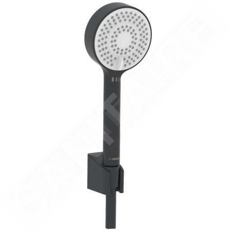 Hansa Basicjet - Set pommeau de douche, support et flexible, 3 jets, ECO, noir mat 4468013333