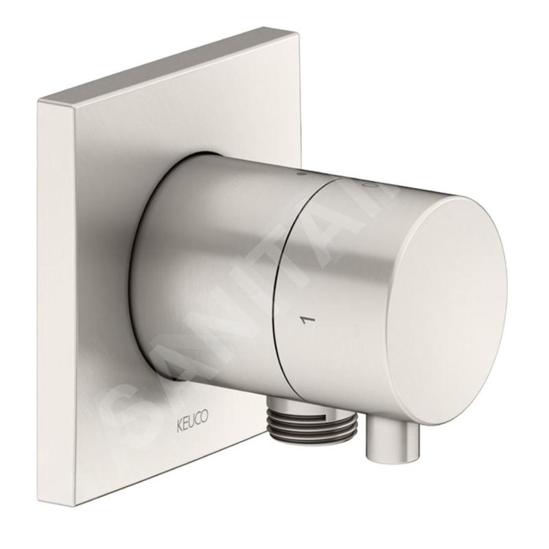 Keuco IXMO - Vanne d'arrêt et d'inversion encastrée, 2 sorties, avec raccord de douche, nickel brossé 59557051102