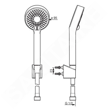 Hansa Basicjet - Set pommeau de douche, support et flexible, 3 jets, ECO, noir mat 4468013333