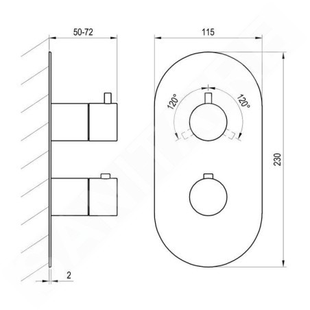 Ravak Espirit - Mitigeur thermostatique pour 3 appareils, encastré, chromé X070209
