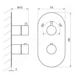 Ravak Espirit - Mitigeur thermostatique encastré, 3 sorties, noir mat X070289
