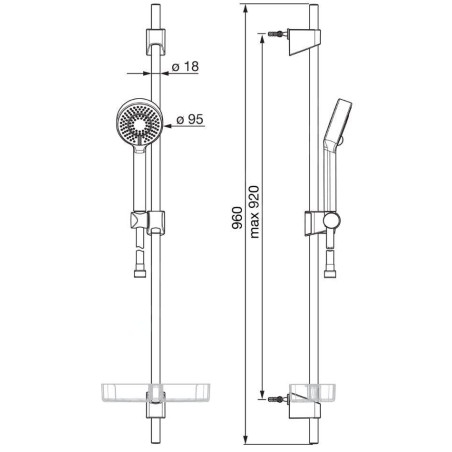 Hansa Basicjet - Ensemble pommeau de douche, barre, porte-savon et flexible, 3 jets, ECO, noir mat 4467013333