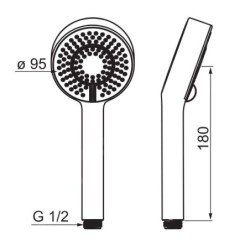 Hansa Basicjet - Pommeau de douche 95, 3 jets, ECO, noir mat 4463030033