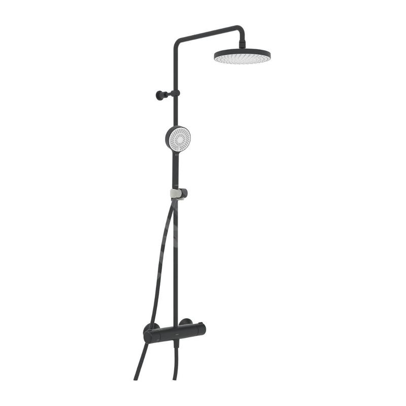 Hansa Micra - Ensemble de douche 200 avec thermostat, Thermo Cool, noir mat 4435013033
