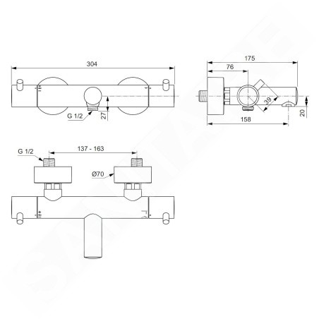 Ideal Standard CeraTherm - Mitigeur thermostatique de baignoire, or brossé A7588A2
