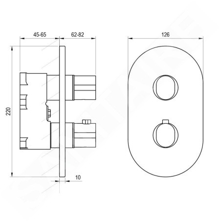 Ravak Chrome II - Mitigeur thermostatique encastré, 3 sorties, noir X070469