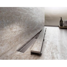 Alcadrain Douchegoten - Caniveau de douche Marble 1150 mm, avec grille pour insertion de carreaux, inox APZ15-1150