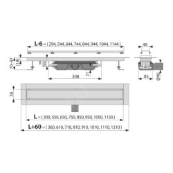 Alcadrain Douchegoten - Receveur de douche Marble Low 650 mm, avec grille pour l'insertion de carreaux, acier inoxydable