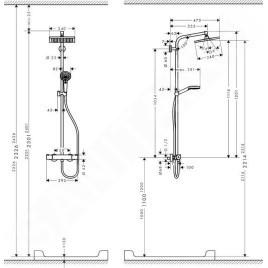 Hansgrohe Crometta - Set de douche E 240 Showerpipe avec thermostat, EcoSmart 9 l/min, chrome 27281000