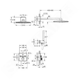 Grohe SmartControl Perfect - Set de douche avec mitigeur encastré, 310 mm, 2 jets, chrome 34712000