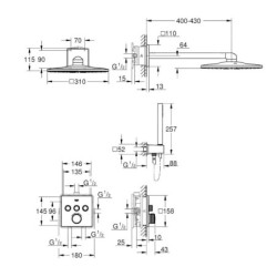 Grohe Grohtherm SmartControl Perfect - Colonne de douche avec thermostat encastré, 310 mm, chrome 34706000