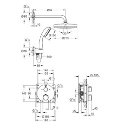Grohe Grohtherm - Set de douche Tempesta 210 avec mitigeur thermostatique encastré, chrome 34727000