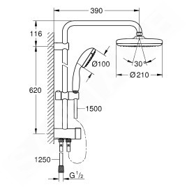 Grohe Tempesta New - Set de douche 210 avec inverseur, chrome 26381001