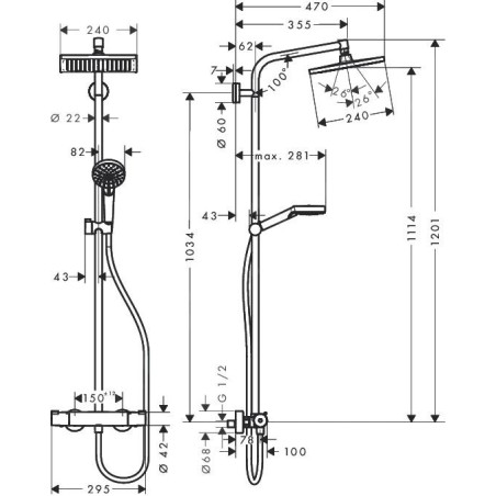 Hansgrohe Crometta - Set de douche E 240 Showerpipe avec thermostat, chrome 27271000
