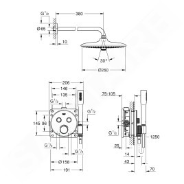 Grohe Grohtherm SmartControl - Set de douche Perfect avec thermostat encastré, 260 mm, chrome 34744000