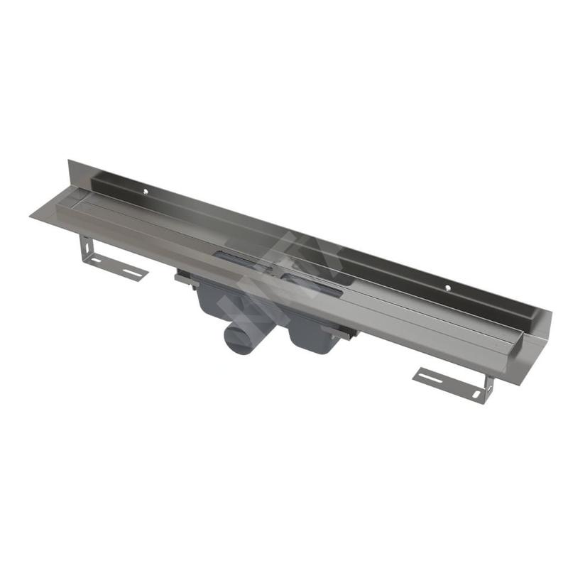 Alcadrain Douchegoten - Caniveau de douche Wall 950 mm, avec rebord pour grille pleine et collier de fixation au mur, inox