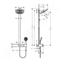 Hansgrohe Pulsify S - Set de douche 260 avec thermostat ShowerTablet Select 400, 2 jets, EcoSmart, noir mat 24241670