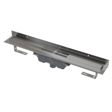Alcadrain Douchegoten - Caniveau de douche Wall 950 mm, avec collier fixe au mur, évacuation verticale, inox APZ1016-950