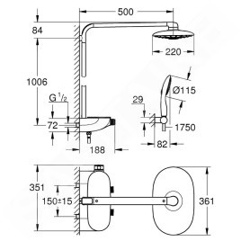Grohe Rainshower SmartControl - Set de douche Duo 360 avec thermostat, 2 jets, chrome 26250000
