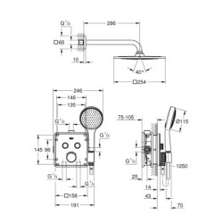 Grohe Grohtherm SmartControl - Set de douche Perfect avec thermostat encastré, 254 mm, chrome 34742000