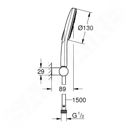 Grohe Rainshower SmartActive - Set de douche de tête 130 9,5 l/min, 3 jets, support et flexible, chrome 26580000