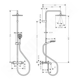 Hansgrohe Vernis Blend - Set de douche Showerpipe 240 avec thermostat de baignoire, 2 jets, noir mat 26899670